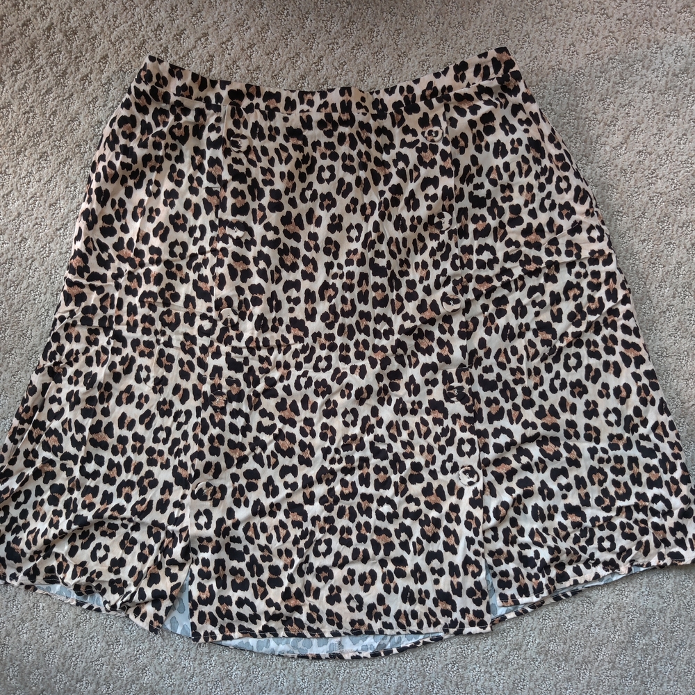 JustFab Brown Tan Asymmetrical A-Line Skirt Night Out